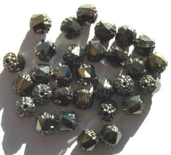 30 8mm Faceted Bronze AB with Antique Silver Coated Ends
