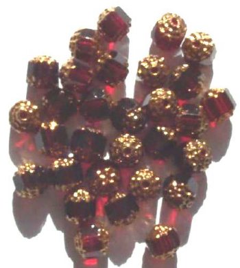 30 8mm Faceted Garnet with Gold Coated Ends