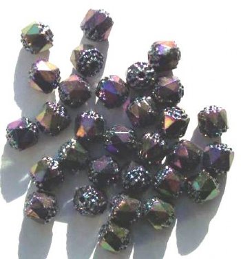 30 8mm Faceted Cathedral Metallic Purple AB