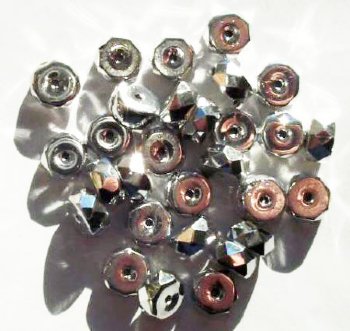 25 4x8mm Faceted Silver Rondelle Beads