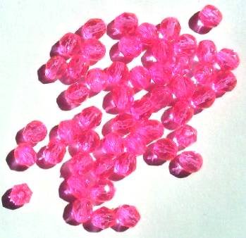 50 6mm Faceted Hot Pink Beads