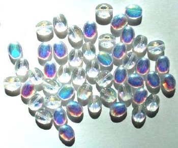 50 8x6mm Transparent Crystal AB Flat Oval Glass Beads