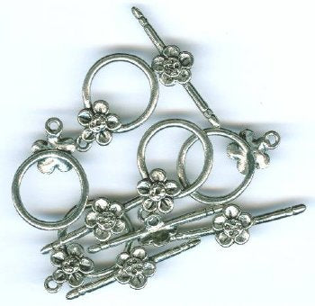 5 21mm Antique Silver Daisy Toggles