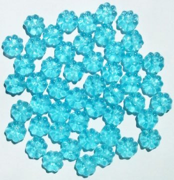 50 8mm Transparent Aqua Daisy Flower Beads