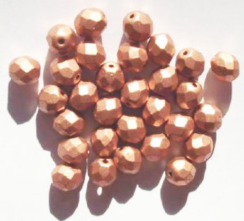 25 8mm Faceted Matte Metallic Light Copper Beads