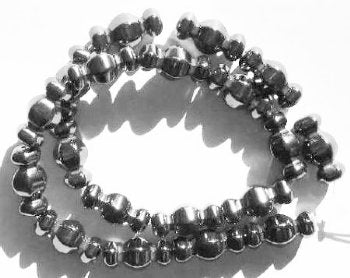 16 inch strand of 20x8mm Hematite Fancy Lantern Beads
