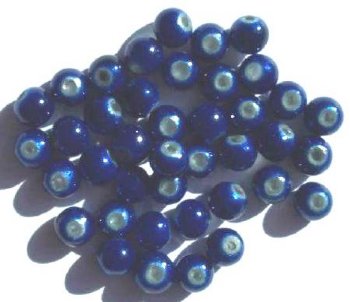 40 6mm Round Blue Miracle Beads