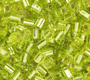 10 grams of 4x4mm Silver Lined Lime Miyuki Cubes