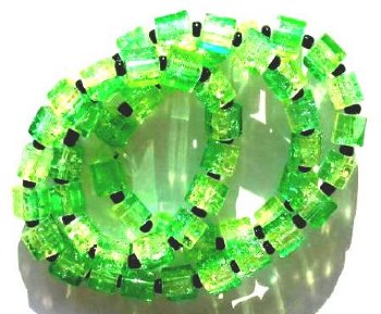 50 6x6mm Yellow & Green Crackle Cube Beads