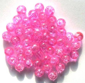 50 6mm Hot Pink Crackle Glass Beads