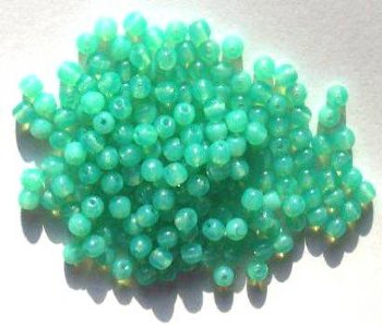100 4mm Milky Green Opal Round Glass Beads