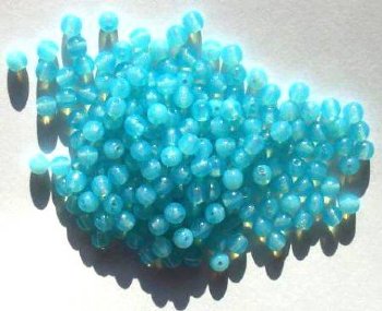 100 4mm Milky Aqua Opal Round Glass Beads