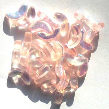 30 14mm Transparent Pink AB Angel Wing Beads