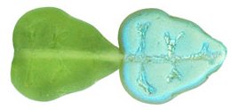 50 10x8mm Matte Transparent Olivine AB Leaf Beads