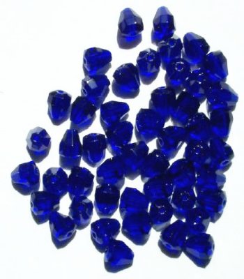 50 7mm Faceted Cobalt Parachute Firepolish Beads