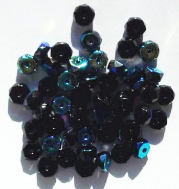 50 3x6mm Faceted Black AB Rondelle Beads