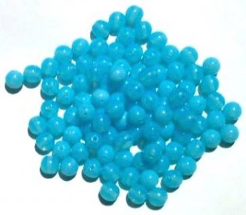 50 6mm Milky Opal Aqua Round Glass Beads