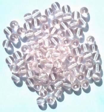 50 6mm Round Transparent Rosaline Glass Beads