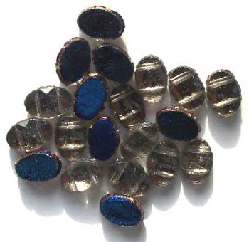 20 9x13mm Two Hole Black Diamond Azuro Faceted Flat Ovals