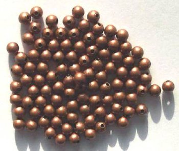 100 4mm Round Antique Copper Metal Beads