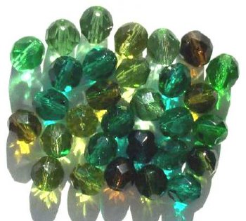 25 8mm Faceted Green Mix