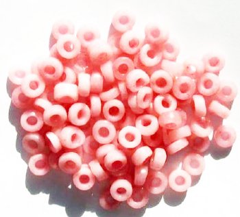 100 3x7mm Rough Cut Milky Pink Spacer Beads