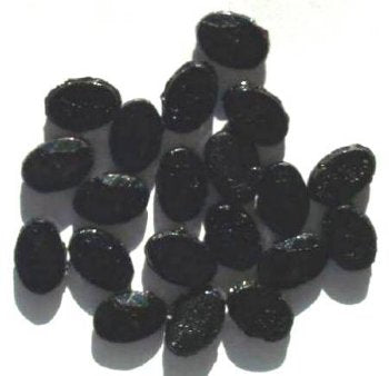 20 9x13mm Two Hole Black Top Faceted Flat Ovals