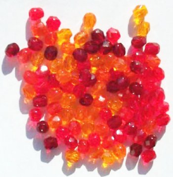 100 4mm Faceted Red Firepolish Bead Mix
