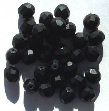25 8mm Faceted Matte Black Firepolish Beads