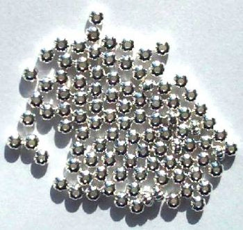 100 2x3mm Bright Silver Plated Fluted Melon Beads