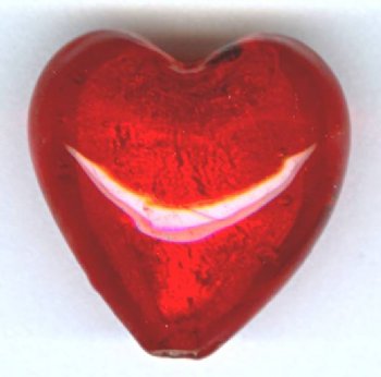 1 19x20mm Red & Silver Foil Heart Bead