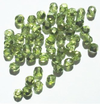 50 6mm Faceted Half Mirror Coated Olivine Beads