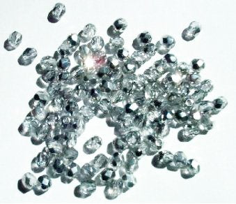 100 4mm Faceted Labrador Silver Half Coated Crystal Beads
