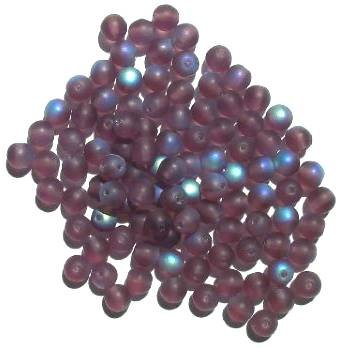 50 6mm Transparent Matte Amethyst AB Round Beads