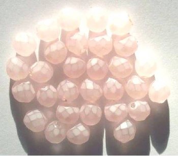 25 8mm Faceted Coated Frosted Pink Firepolish Beads