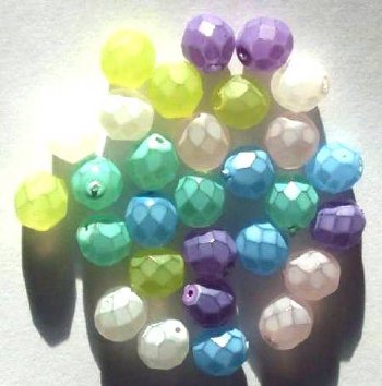 25 8mm Faceted Coated Frosted Mix Firepolish Beads