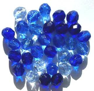 25 8mm Faceted Blue Mix