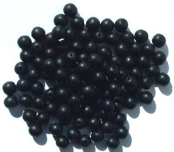 50 6mm Round Matte Black Glass Beads