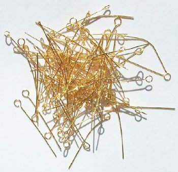 100, 1 Inch 24ga Bright Gold Fine Eye Pins