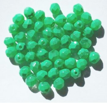 50 6mm Faceted Candy Coated Green Beads