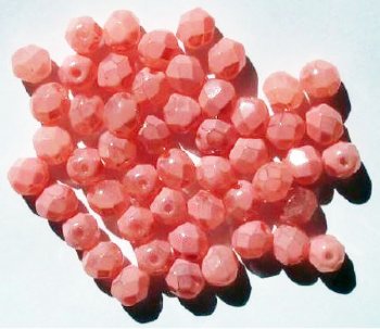 50 6mm Faceted Candy Coated Bubble Gum Pink Beads