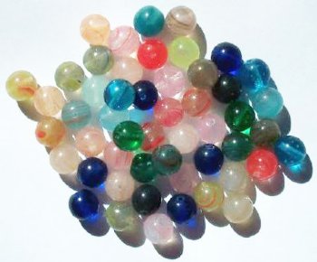 25 8mm Round Multi Marble Glass Bead Mix
