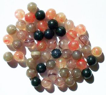 25 8mm Round Smoke Marble Glass Bead Mix