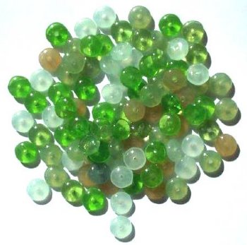 100 2x6mm Green Marble Mix Rondelle Beads