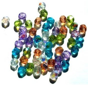 50 6mm Fire Polish AB Pastel Bead Mix