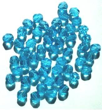 50 6mm Faceted Aqua Firepolish Beads