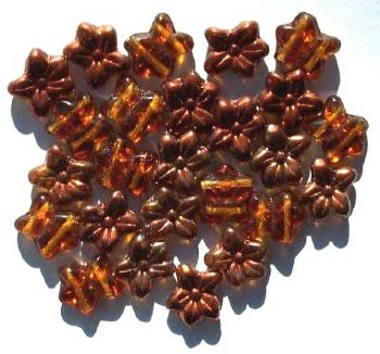 25 12x14mm Topaz Half-Coat Copper Two Hole Flowers