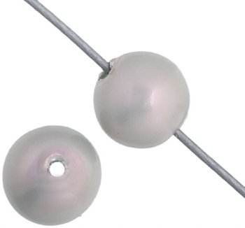 16 inch strand of 6mm Grey Rainbow Lustre Round Glass Pearl Beads