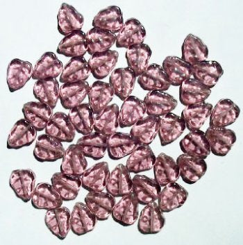 50 10x8mm Transparent Light Amethyst Leaf Beads