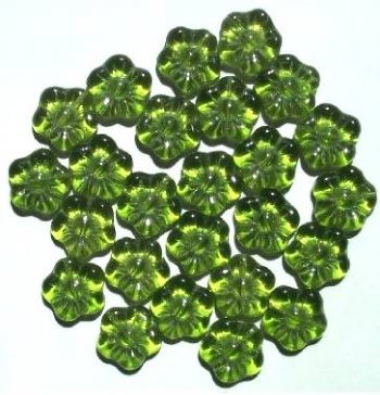 25 15mm Transparent Olive Flower Beads